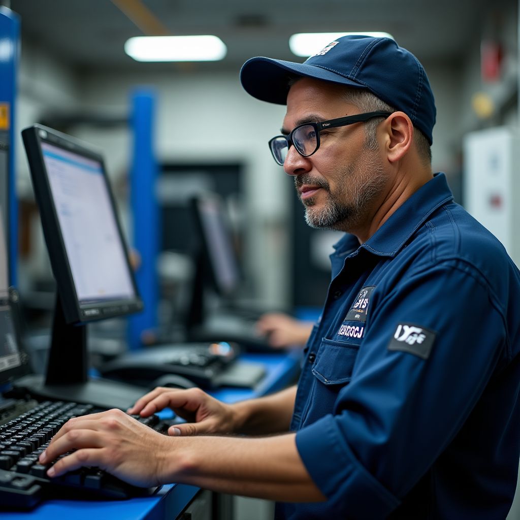 Técnico de YPF Boxes atendiendo vehículo